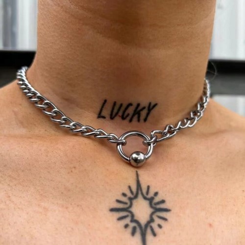 Nowy naszyjnik, choker na szyję, opaska, obroża, łańcuch hip-hop - stal