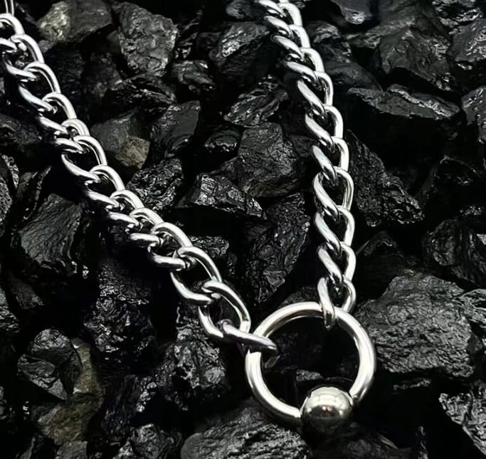 Nowy naszyjnik, choker na szyję, opaska, obroża, łańcuch hip-hop - stal