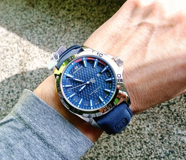 MASYWNY NIEBIESKI ZEGAREK NAVIFORCE NF8023 WOJSKOWY STYL, DATOWNIK