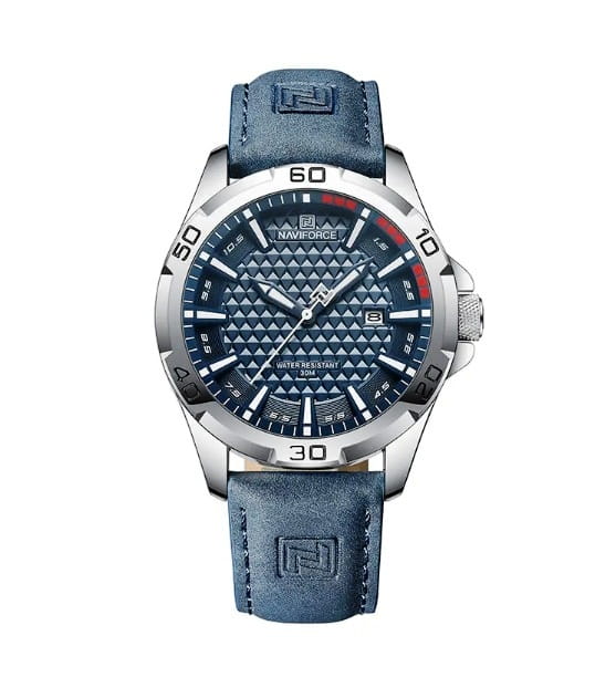 MASYWNY NIEBIESKI ZEGAREK NAVIFORCE NF8023 WOJSKOWY STYL, DATOWNIK