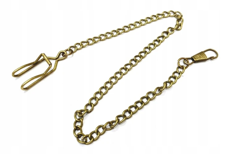 PUNKOWY ŁAŃCUCH DO SPODNI, ŁAŃCUSZEK HIP-HOP, DEWIZKA - 37 CM - BRĄZOWY