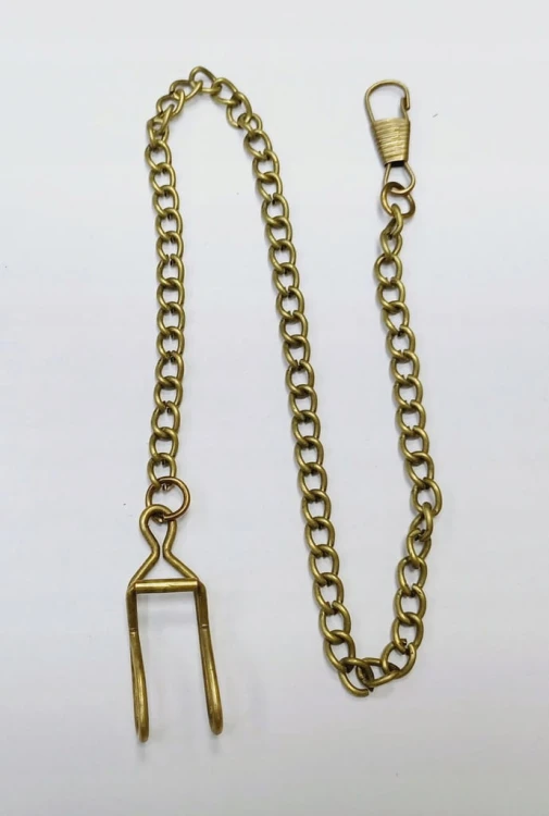 PUNKOWY ŁAŃCUCH DO SPODNI, ŁAŃCUSZEK HIP-HOP, DEWIZKA - 37 CM - BRĄZOWY