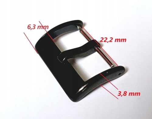 CZARNA SPRZĄCZKA KLAMRA ZAPIĘCIE ZEGARKA, STAL NIERDZEWNA - 22MM PREMIUM !