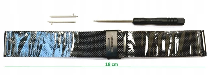 NOWA, CZARNA BRANSOLETA ZEGARKA 24MM + TELESKOPY + PRZYRZĄD