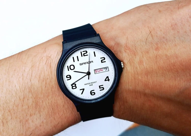 MŁODZIEŻOWY ZEGAREK SANDA, DAY-DATE, LUMINOUS, CZYTELNA TARCZA - NIEBIESKI