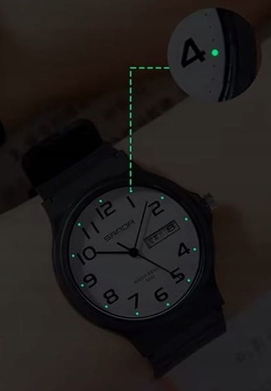 MŁODZIEŻOWY ZEGAREK SANDA, DAY-DATE, LUMINOUS, CZYTELNA TARCZA - NIEBIESKI