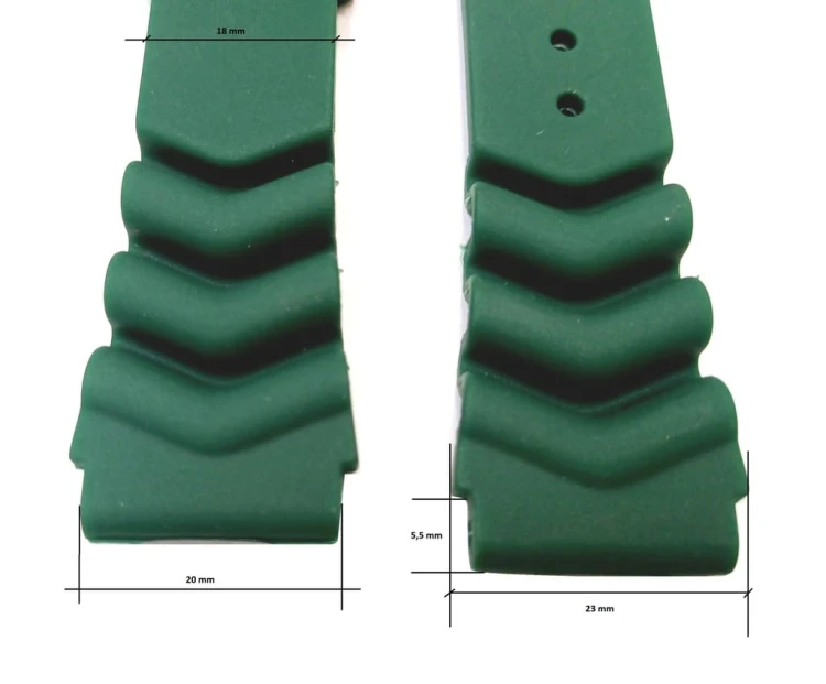 WODOODPORNY GUMOWY, SILIKONOWY PASEK 20MM/23mm + TELESKOPY - ZIELONY
