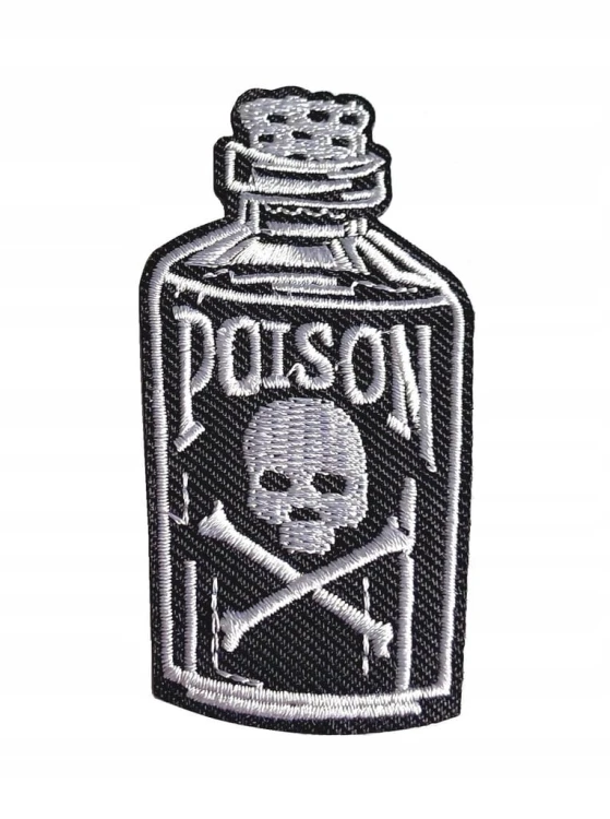 NASZYWKA TERMO HAFTOWANA NAPRASOWANKA PATCH - BUTELKA Z TRUCIZNĄ - POISON