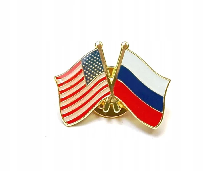 PRZYPINKA, PIN, FLAGA, USA - ROSJA, STANY ZJEDNOCZONE - FEDERACJA ROSYJSKA