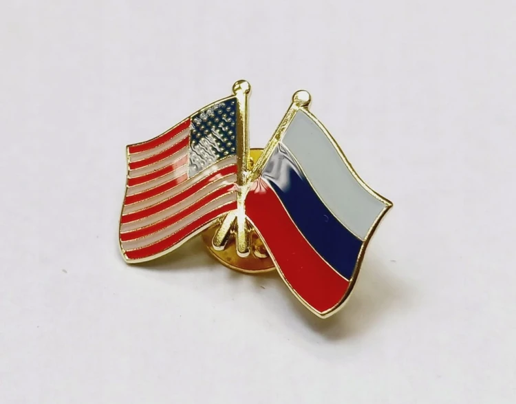PRZYPINKA, PIN, FLAGA, USA - ROSJA, STANY ZJEDNOCZONE - FEDERACJA ROSYJSKA