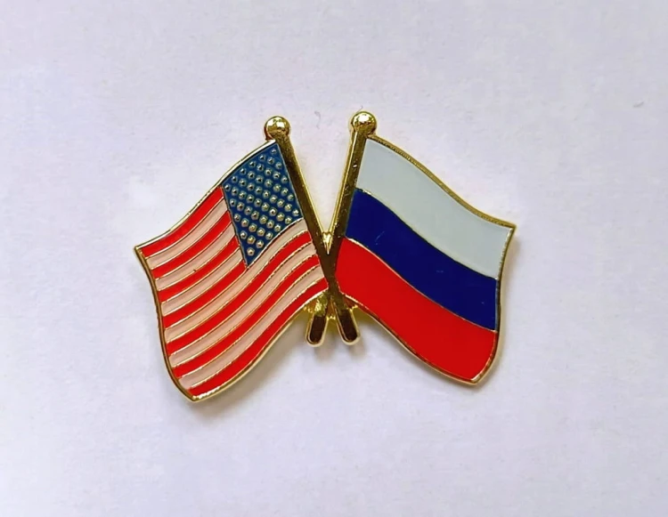 PRZYPINKA, PIN, FLAGA, USA - ROSJA, STANY ZJEDNOCZONE - FEDERACJA ROSYJSKA