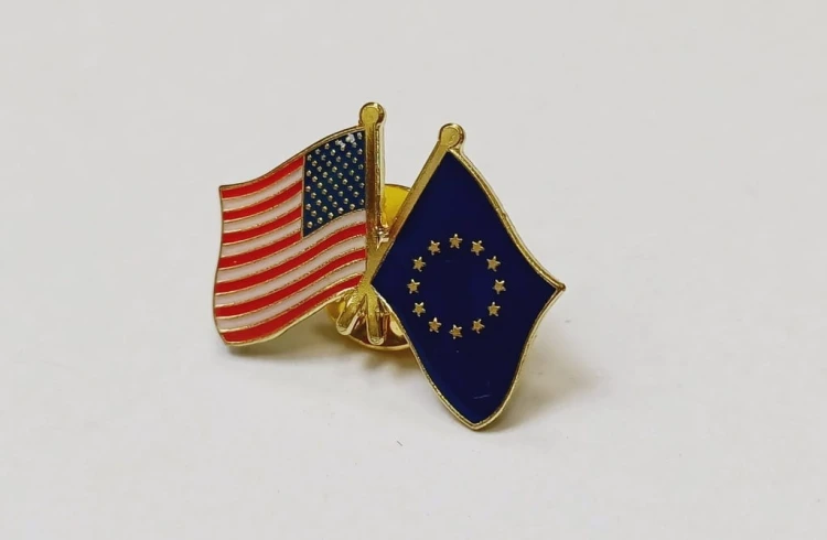 PRZYPINKA, PIN, FLAGA, USA - UE, UNIA EUROPEJSKA - STANY ZJEDNOCZONE