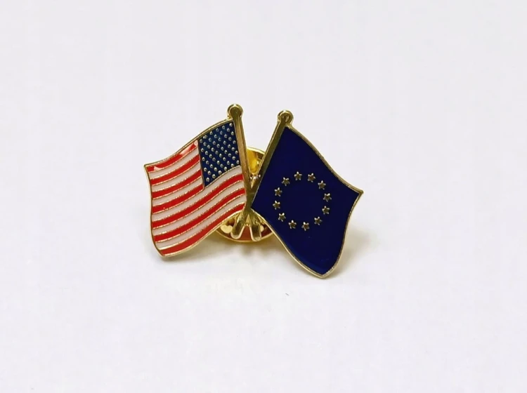 PRZYPINKA, PIN, FLAGA, USA - UE, UNIA EUROPEJSKA - STANY ZJEDNOCZONE
