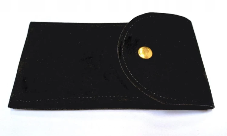 ORGANIZER ETUI ZAMYKANY POKROWIEC NA ZEGAREK DWUWARSTWOWY CZARNY ZAMSZ 13X7