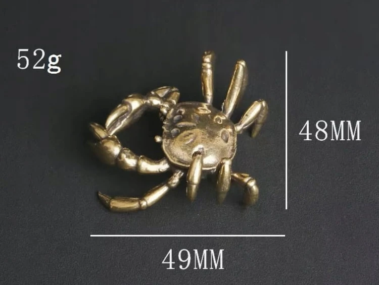 FIGURKA DEKORACYJNA NA BIURKO - MASYWNY MOSIĘŻNY SKORUPIAK - KRAB