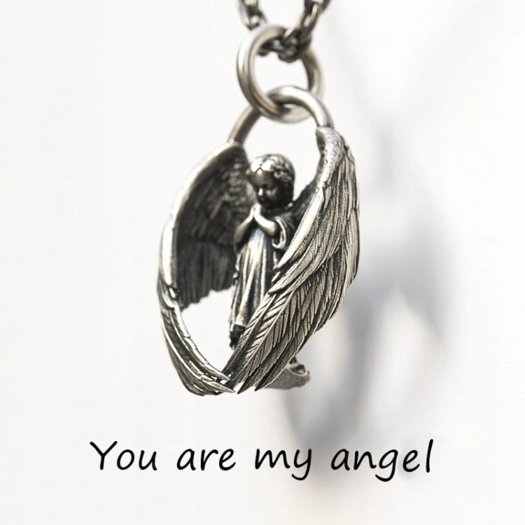 Naszyjnik, wisiorek przywieszka - anioł, aniołek, angel, amulet, dzieciątko