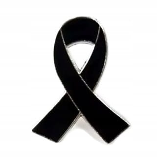 PIN, PRZYPINKA, BROSZKA, PLAKIETKA -SYMBOL ŻAŁOBY - CZARNA WSTĄŻKA ŻAŁOBNA