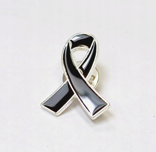 PIN, PRZYPINKA, BROSZKA, PLAKIETKA -SYMBOL ŻAŁOBY - CZARNA WSTĄŻKA ŻAŁOBNA
