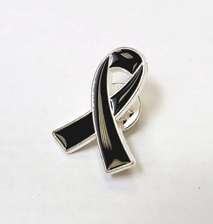 PIN, PRZYPINKA, BROSZKA, PLAKIETKA -SYMBOL ŻAŁOBY - CZARNA WSTĄŻKA ŻAŁOBNA