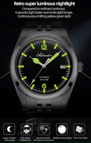 MASYWNY, AUTOMATYCZNY ZEGAREK DIVER MECHANIZM SEIKO NH35A, ADDIESDIVE
