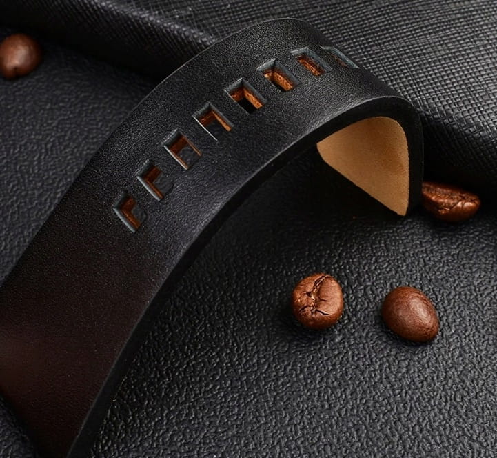 GRUBY CZARNY SKÓRZANY PASEK 32MM + TELESKOPY + PRZYRZĄD - SKÓRA BYDLĘCA