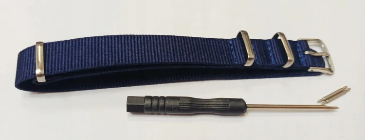 PARCIANY, NYLONOWY PASEK NATO - NIEBIESKI, GRANATOWY 14MM + TELESKOPY