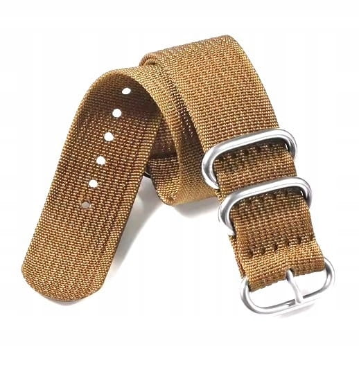 DŁUGI, PARCIANY PASEK NATO - BRĄZOWY, 24MM + TELESKOPY + PRZYRZĄD - PREMIUM