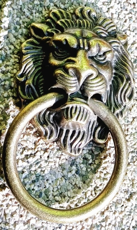 MASYWNA BAROKOWA KOŁATKA DO DRZWI GAŁKA DO SZUFLADY - LEW, GŁOWA LWA 9x5 CM
