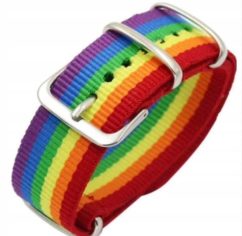 WIELOKOLOROWY PARCIANY, NYLONOWY PASEK NATO 24MM, OPASKA LGBT + TELESKOPY