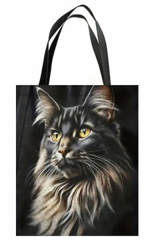 TORBA ZAKUPOWA, NA ZAKUPY NA RAMIĘ 2D -Z CUDOWNYM KOTEM MAINE COON, MAINKUN