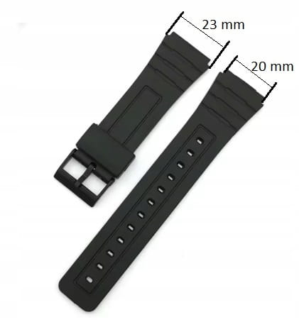 WODOODPORNY GUMOWY PASEK 20MM/23mm CASIO F-91W, F-84W + TELESKOPY - CZARNY