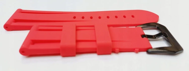 GRUBY, WODOODPORNY GUMOWY, SILIKONOWY PASEK 24MM + TELESKOPY - CZERWONY