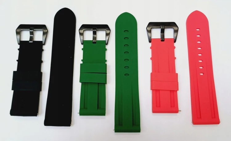 GRUBY, WODOODPORNY GUMOWY, SILIKONOWY PASEK 24MM + TELESKOPY - CZERWONY