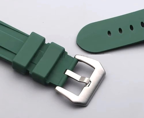 GRUBY, WODOODPORNY GUMOWY, SILIKONOWY PASEK 24MM + TELESKOPY - ZIELONY