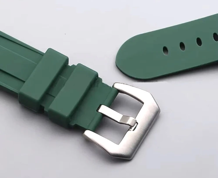 GRUBY, WODOODPORNY GUMOWY, SILIKONOWY PASEK 24MM + TELESKOPY - ZIELONY