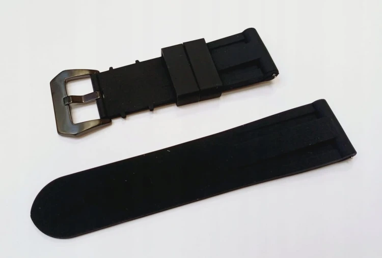 GRUBY, WODOODPORNY GUMOWY, SILIKONOWY PASEK 20MM + TELESKOPY - CZARNY