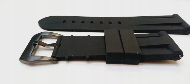 GRUBY, WODOODPORNY GUMOWY, SILIKONOWY PASEK 22MM + TELESKOPY - CZARNY