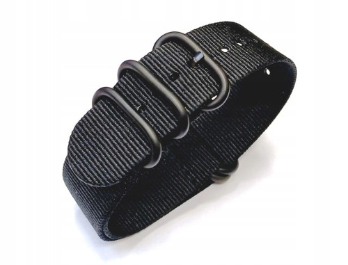 DŁUGI, WOJSKOWY PARCIANY PASEK NATO - CZARNY, 24MM + TELESKOPY