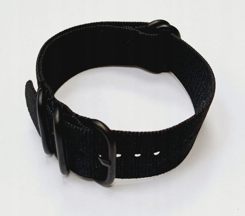 DŁUGI, WOJSKOWY PARCIANY PASEK NATO - CZARNY, 24MM + TELESKOPY