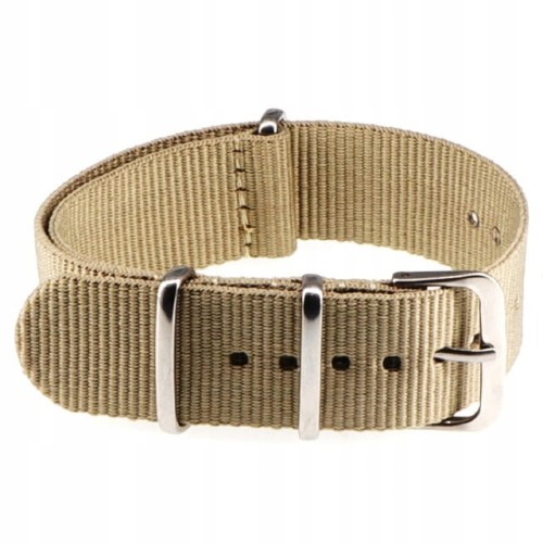 NOWY, BEŻOWY, KHAKI PARCIANY, NYLONOWY PASEK 18MM + TELESKOPY