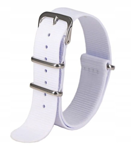 NOWY, BIAŁY PARCIANY, NYLONOWY PASEK TYPU NATO 24MM + TELESKOPY