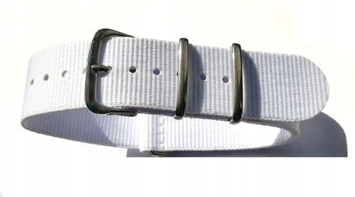 NOWY, BIAŁY PARCIANY, NYLONOWY PASEK TYPU NATO 24MM + TELESKOPY