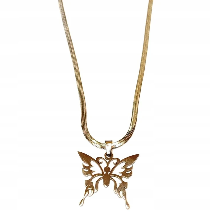 NASZYJNIK, WISIOREK, PRZYWIESZKA - CUDOWNY MOTYL, BUTTERFLY, SREBRNA ŻMIJKA