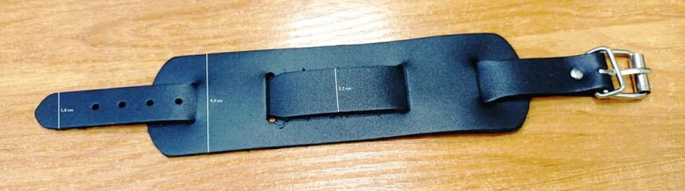 Skórzana, szeroka bransoleta, skóra, szeroki pasek zegarka 22mm - czarny