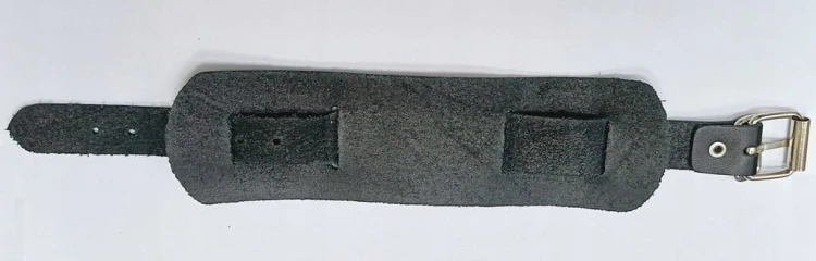 Skórzana, szeroka bransoleta, skóra, szeroki pasek zegarka 22mm - czarny