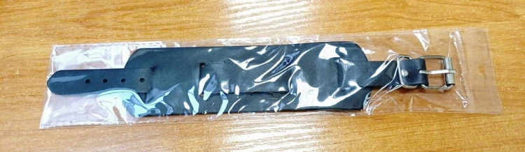 Skórzana, szeroka bransoleta, skóra, szeroki pasek zegarka 22mm - czarny