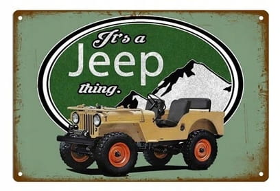BLASZANA SAMOCHODOWA TABLICZKA, ZAWIESZKA DEKORACYJNA 20x30 - SAMOCHÓD JEEP