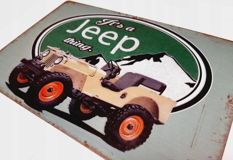BLASZANA SAMOCHODOWA TABLICZKA, ZAWIESZKA DEKORACYJNA 20x30 - SAMOCHÓD JEEP