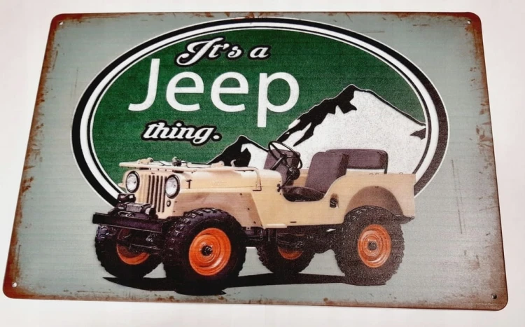 BLASZANA SAMOCHODOWA TABLICZKA, ZAWIESZKA DEKORACYJNA 20x30 - SAMOCHÓD JEEP