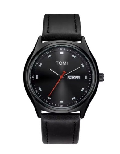 Klasyczny zegarek garniturowy z datownikiem day-date Tomi, gustowne pudełko